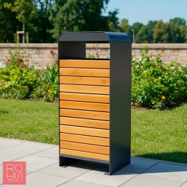 Paperera Metàl·lica Hèlix frontal de fusta